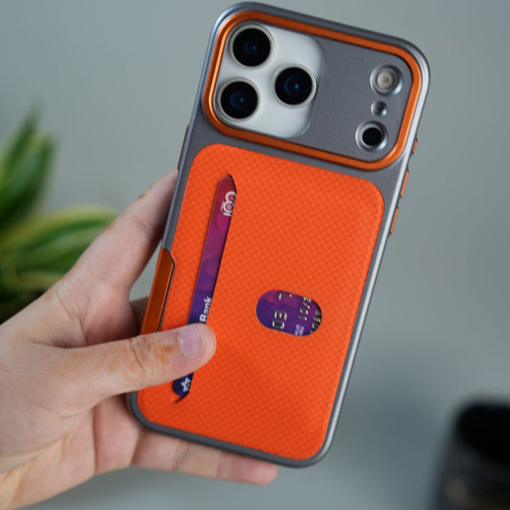FRATO iPhone 17 Series iPhone 17 Pro Max Metalic Grip Case with Camera Protection | MagSafe Supported Card Holder Back Cover