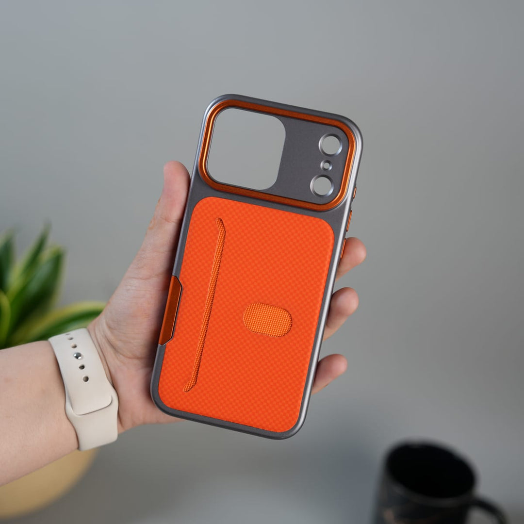 FRATO iPhone 17 Series iPhone 17 Pro Max Metalic Grip Case with Camera Protection | MagSafe Supported Card Holder Back Cover