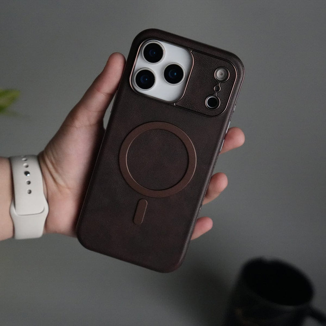 FRATO iPhone 17 Series iPhone 17 Pro Max Metallic Textured Leather MagSafe Ring Case Cover
