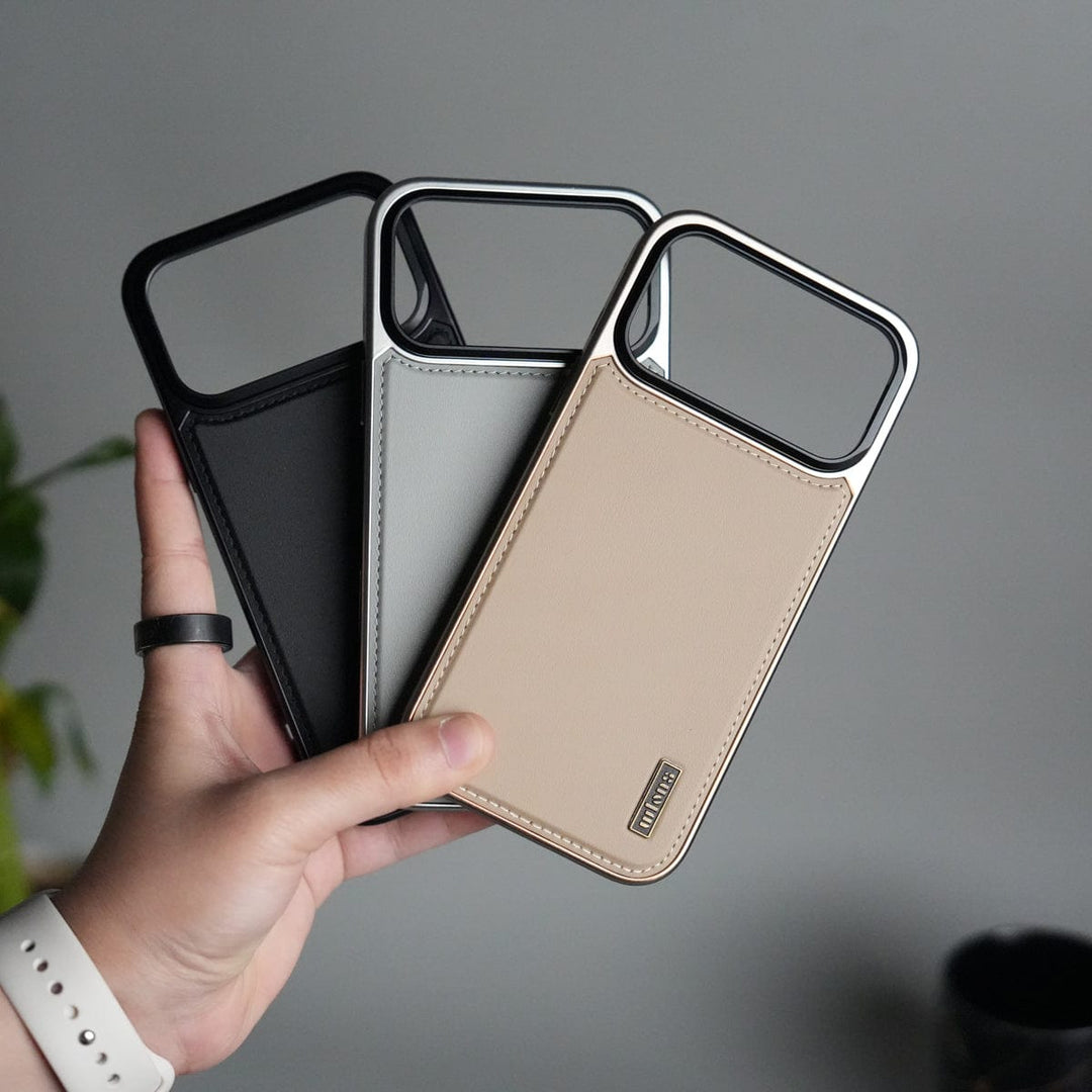 FRATO iPhone 17 Series iPhone 17 Pro Max Premium Leather Back Case with Metal Kickstand And camera Bump Cover