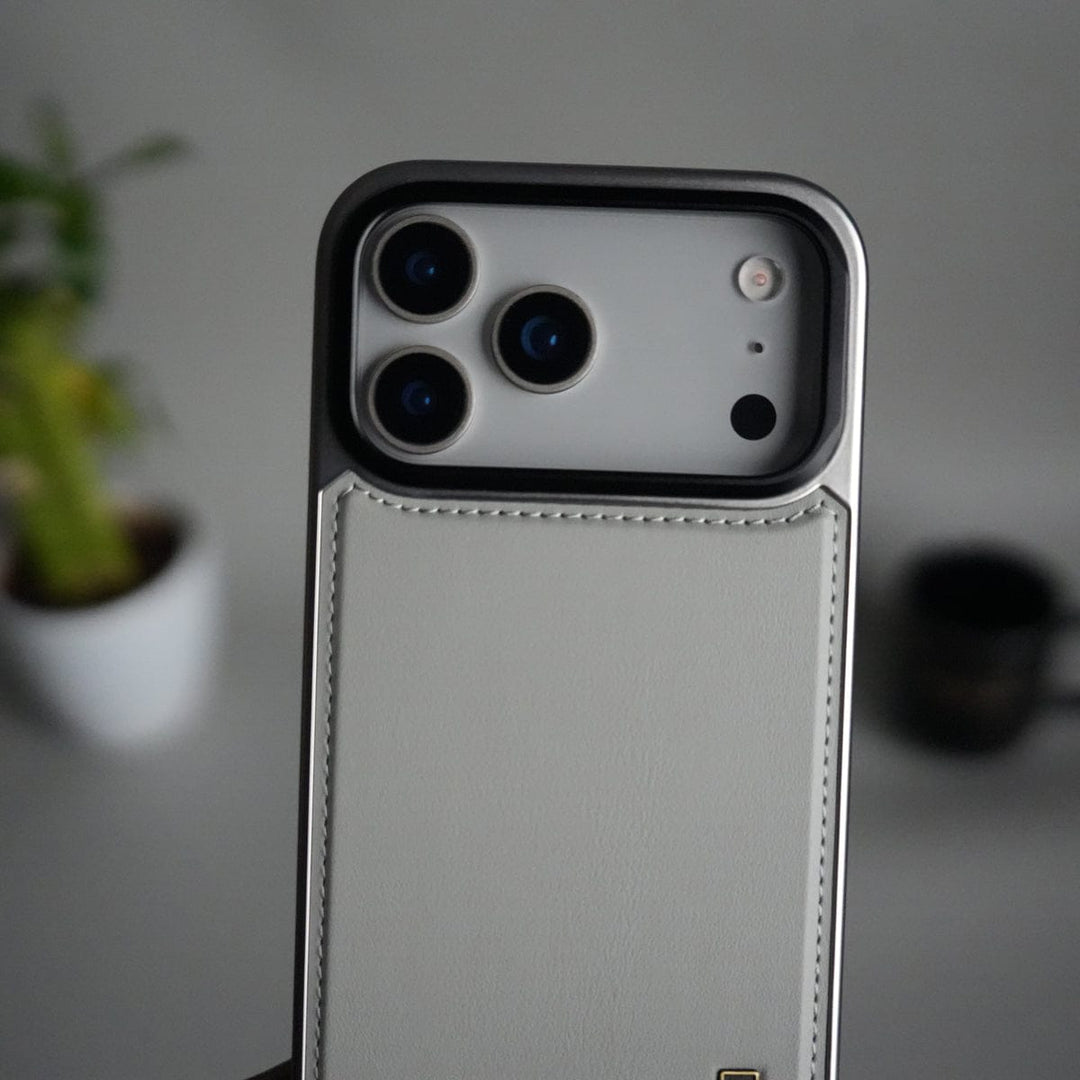 FRATO iPhone 17 Series iPhone 17 Pro Max Premium Leather Back Case with Metal Kickstand And camera Bump Cover