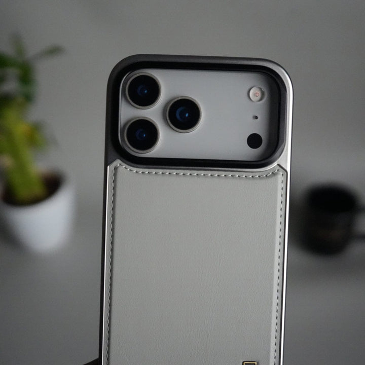 FRATO iPhone 17 Series iPhone 17 Pro Max Premium Leather Back Case with Metal Kickstand And camera Bump Cover