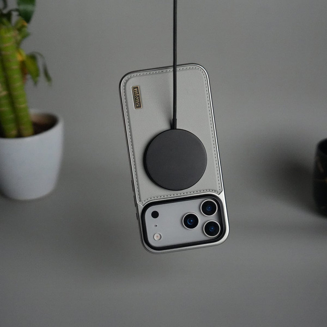 FRATO iPhone 17 Series iPhone 17 Pro Max Premium Leather Back Case with Metal Kickstand And camera Bump Cover