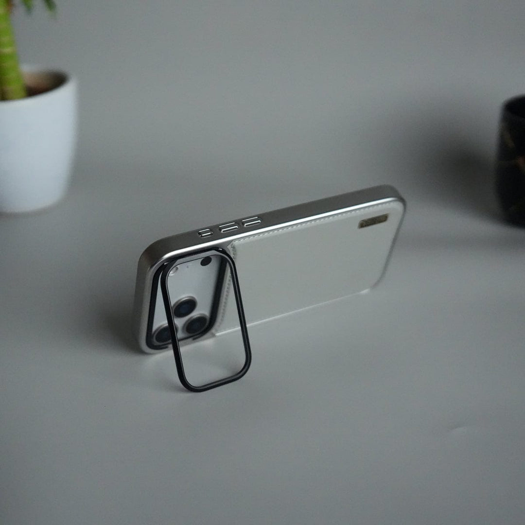 FRATO iPhone 17 Series iPhone 17 Pro Max Premium Leather Back Case with Metal Kickstand And camera Bump Cover