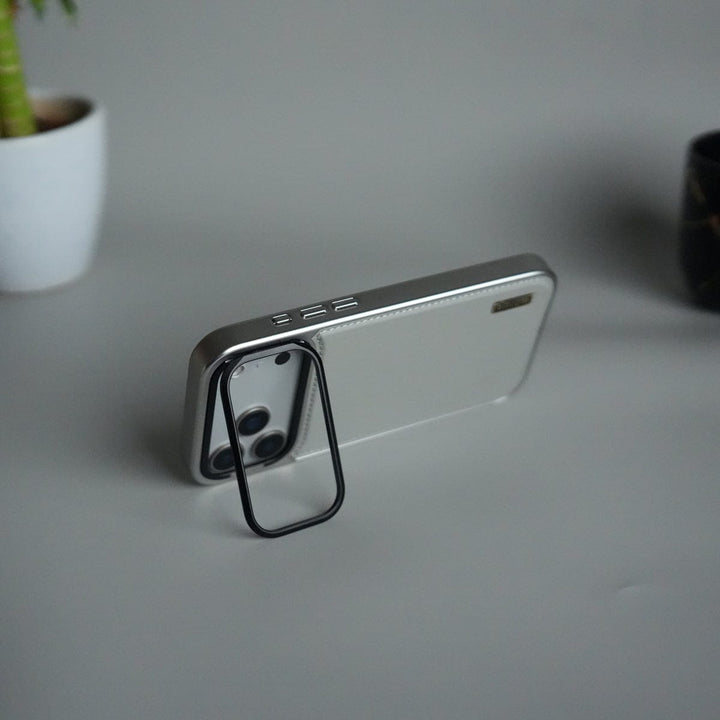 FRATO iPhone 17 Series iPhone 17 Pro Max Premium Leather Back Case with Metal Kickstand And camera Bump Cover