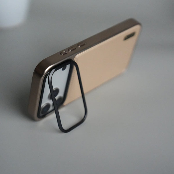 FRATO iPhone 17 Series iPhone 17 Pro Max Premium Leather Back Case with Metal Kickstand And camera Bump Cover