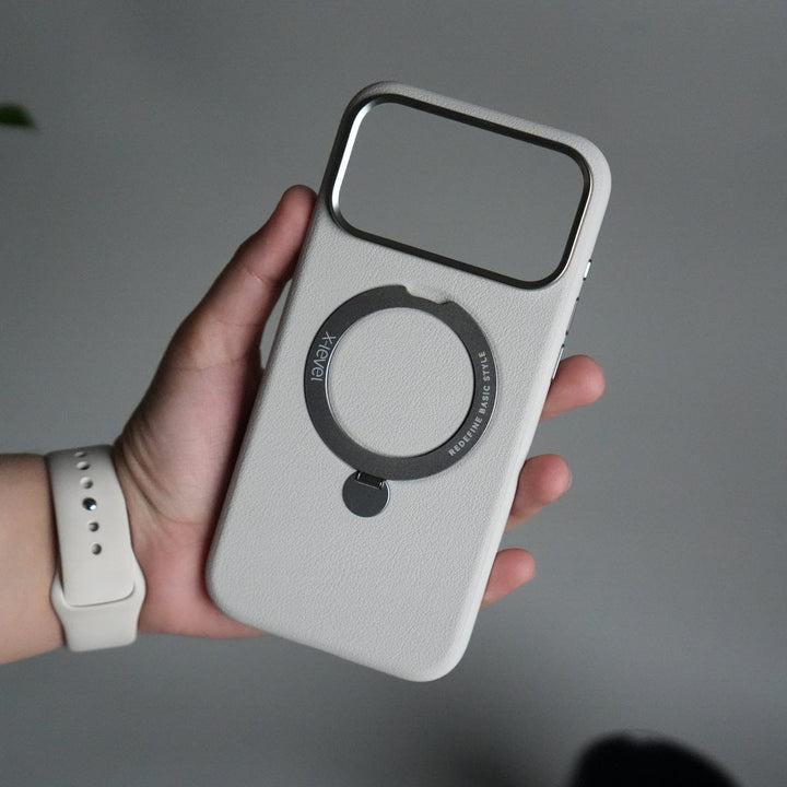 FRATO iPhone 17 Series iPhone 17 Pro Max Premium Leather Kickstand Case | Metal Ring Stand | Shockproof Back Cover