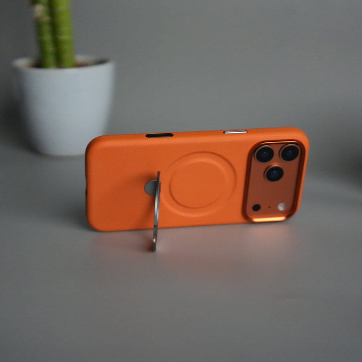 FRATO iPhone 17 Series iPhone 17 Pro Max Premium Leather Kickstand Case | Metal Ring Stand | Shockproof Back Cover