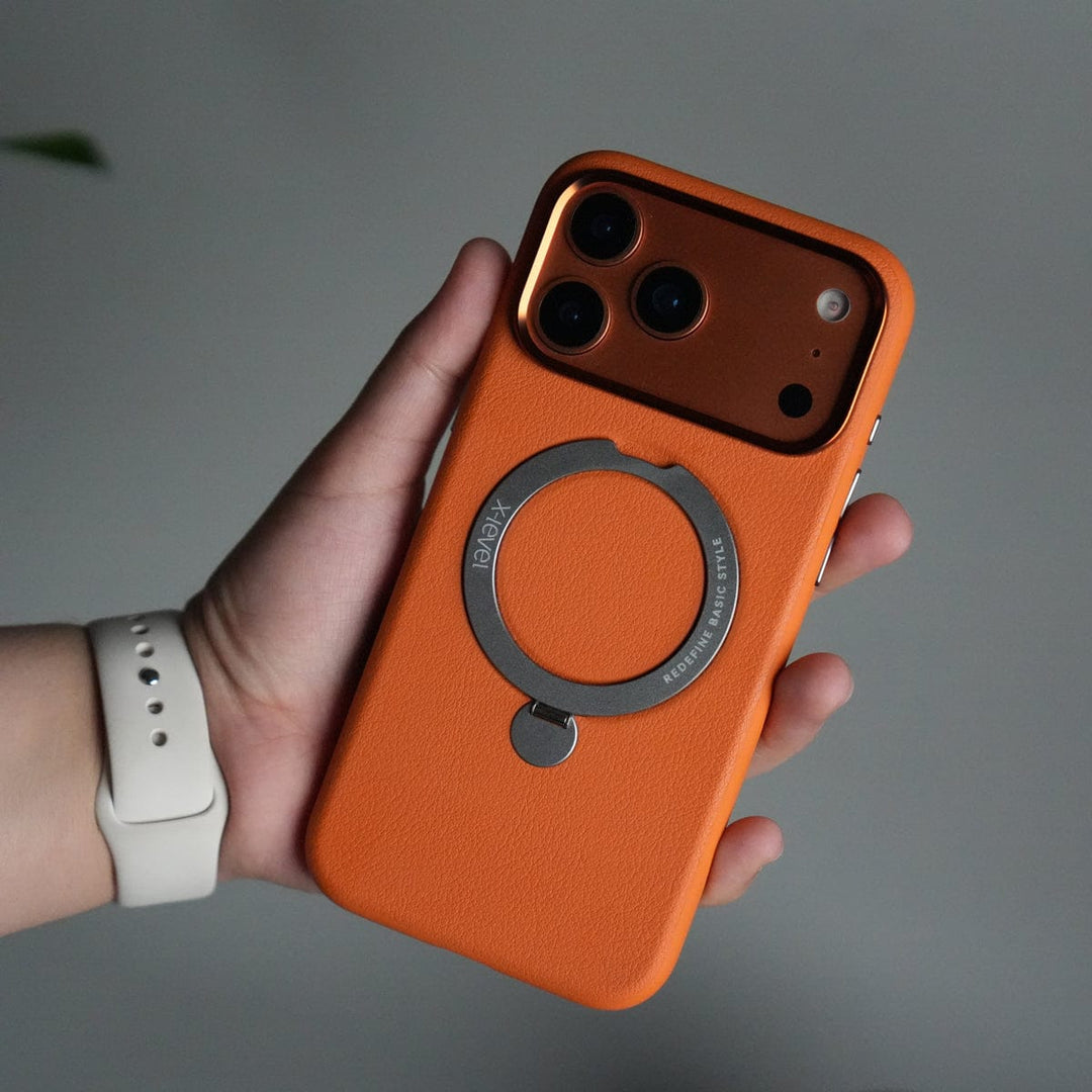 FRATO iPhone 17 Series iPhone 17 Pro Max Premium Leather Kickstand Case | Metal Ring Stand | Shockproof Back Cover