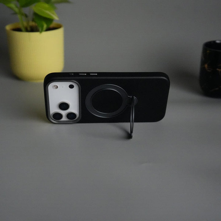 FRATO iPhone 17 Series iPhone 17 Pro Max PU Leather Case with Metal Camera Frame &amp; 360° Rotating Metal Stand