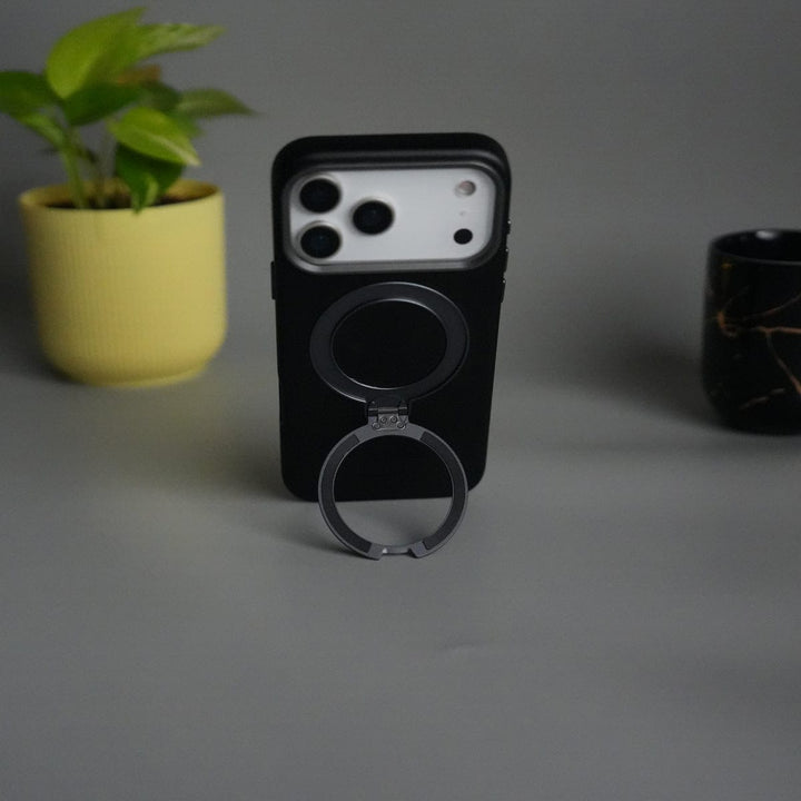 FRATO iPhone 17 Series iPhone 17 Pro Max PU Leather Case with Metal Camera Frame &amp; 360° Rotating Metal Stand