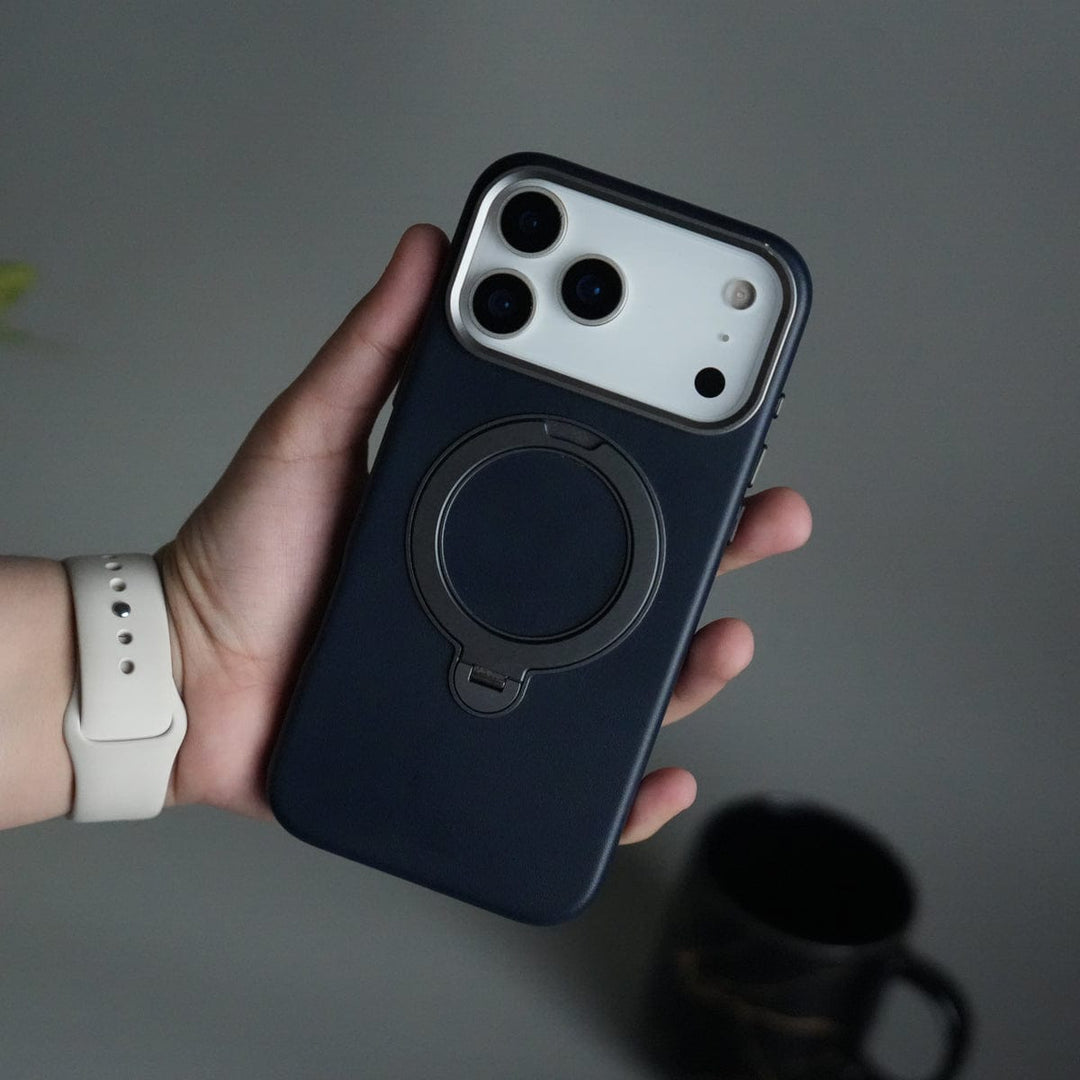 FRATO iPhone 17 Series iPhone 17 Pro Max PU Leather Case with Metal Camera Frame &amp; 360° Rotating Metal Stand