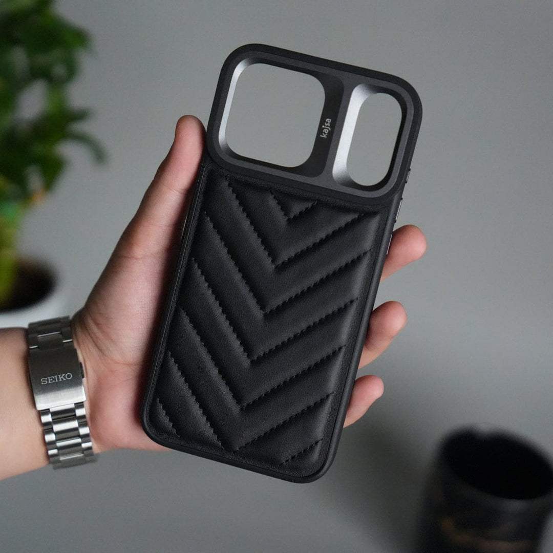 FRATO iPhone 17 Series iPhone 17 Pro Max PUFF Leather Metallic Camera Frame Case Cover