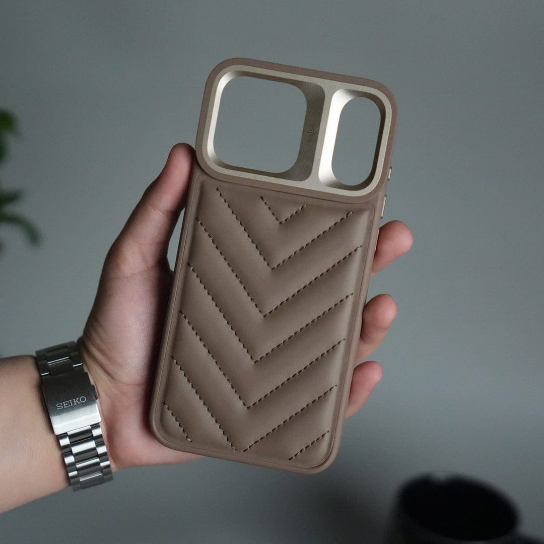 FRATO iPhone 17 Series iPhone 17 Pro Max PUFF Leather Metallic Camera Frame Case Cover