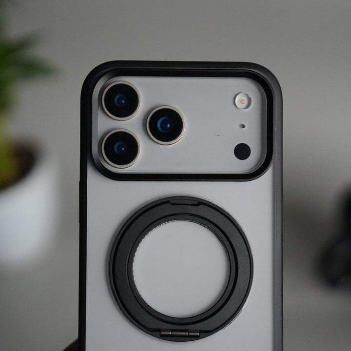 FRATO iPhone 17 Series iPhone 17 Pro Max Transparent Magnetic Ring Case | Frosted Shockproof Kickstand Cover