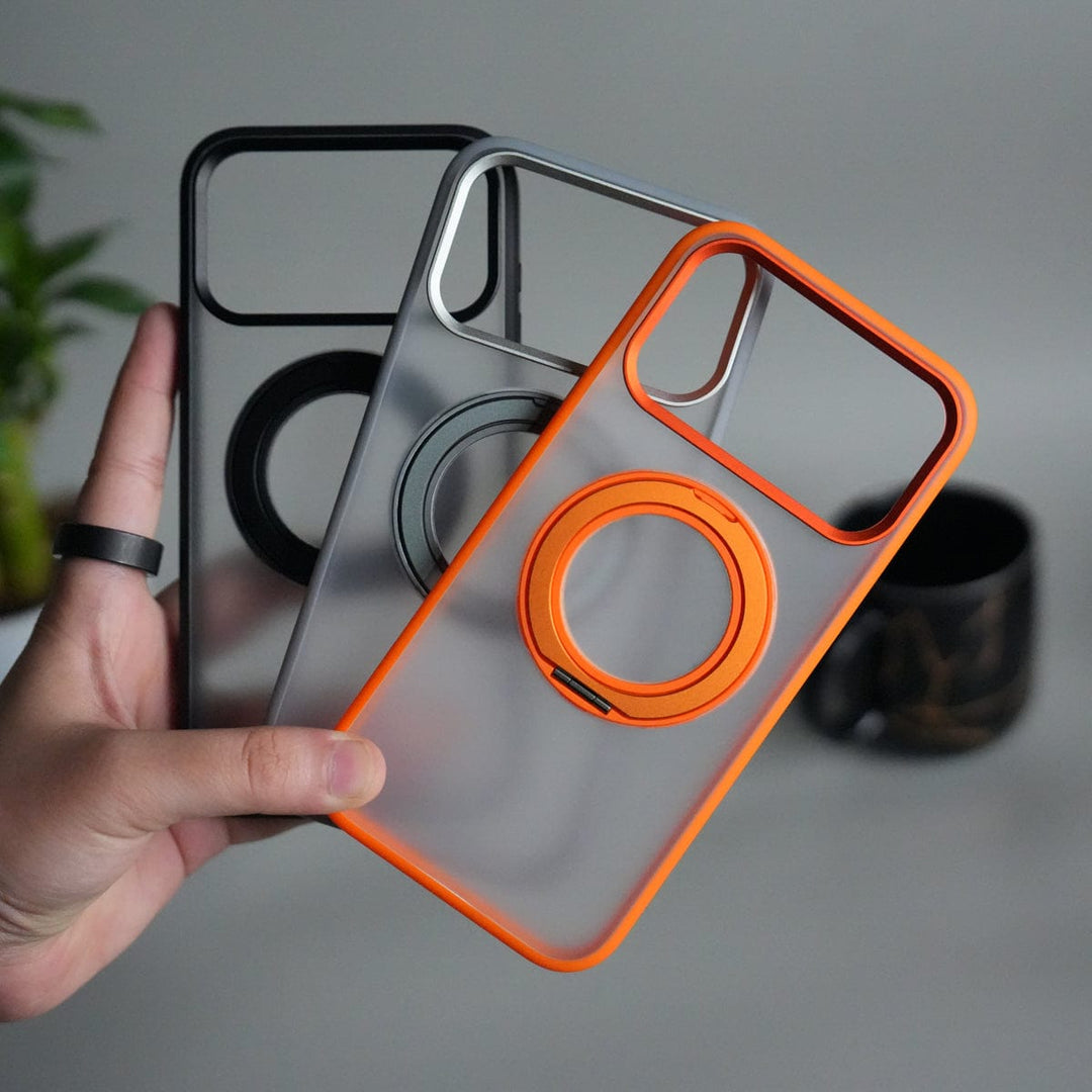 FRATO iPhone 17 Series iPhone 17 Pro Max Transparent Magnetic Ring Case | Frosted Shockproof Kickstand Cover