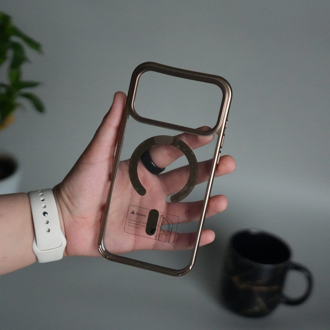 FRATO iPhone 17 Series iPhone 17 Pro Max Transparent Side Chrome Electroplated Plated Magnetic Clear Back Case Covers