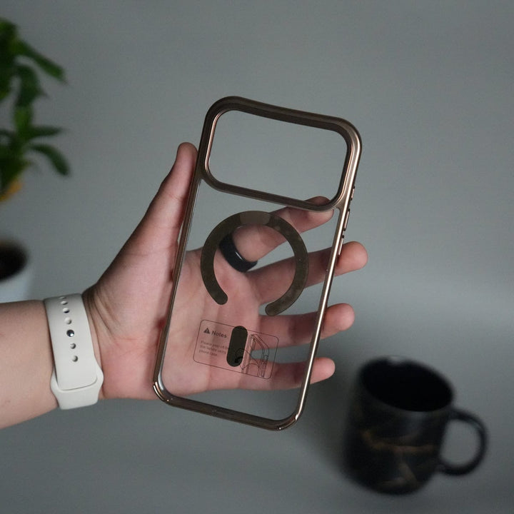 FRATO iPhone 17 Series iPhone 17 Pro Max Transparent Side Chrome Electroplated Plated Magnetic Clear Back Case Covers