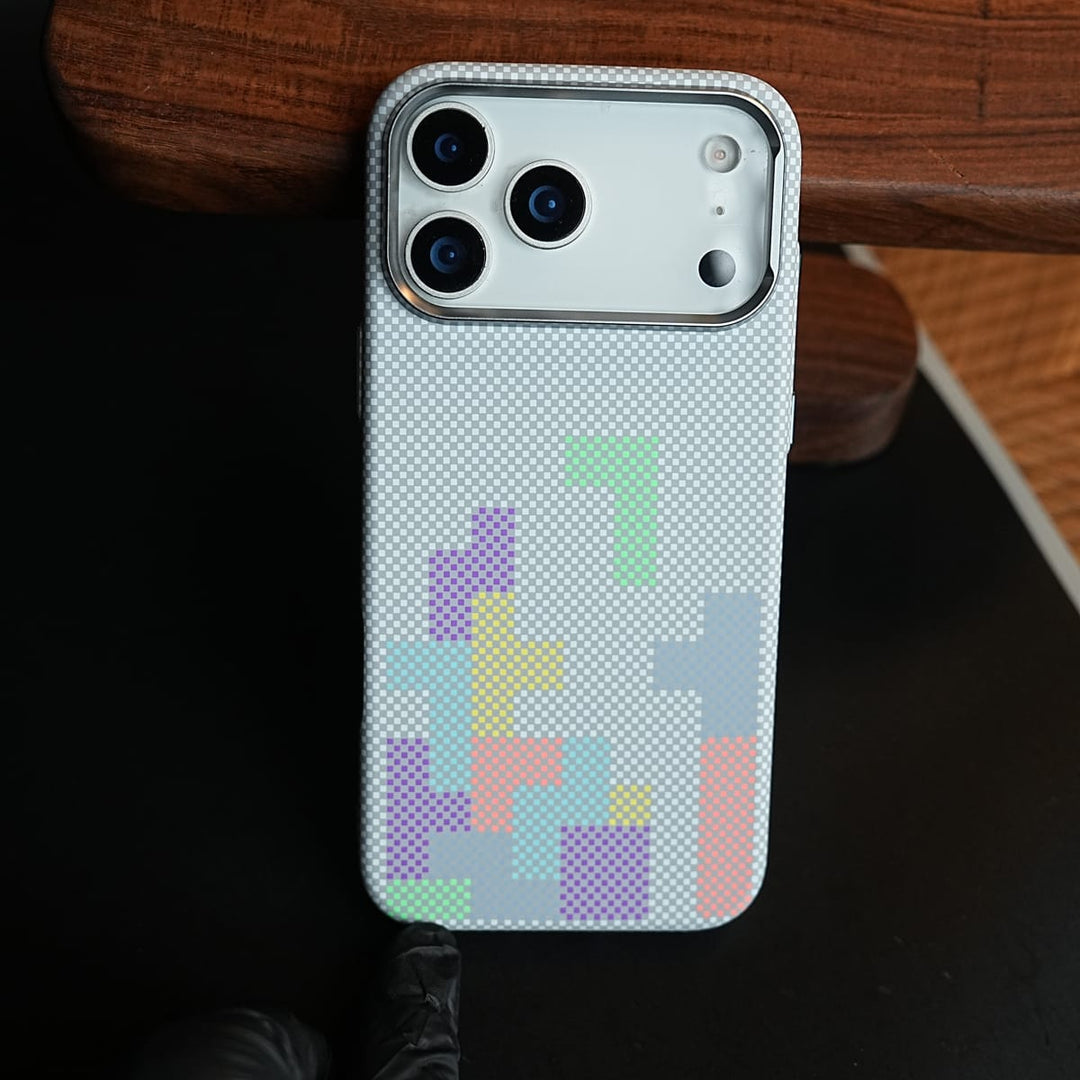 FRATO iPhone 17 Series iPhone 17 Pro Max / White Aramid Design Hard Pc Case for iPhone 17 Series | Magnetic Ring Cover | Brick Design