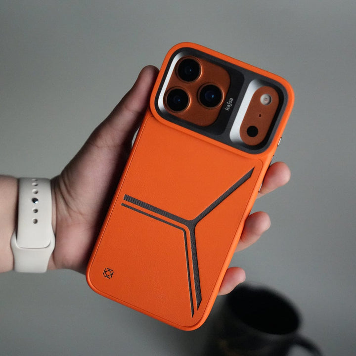 FRATO iPhone 17 Series iPhone 17 Pro Tri-Strike Pattern Leather Case | Premium Luxury Back Cover with Metal Camera Frame