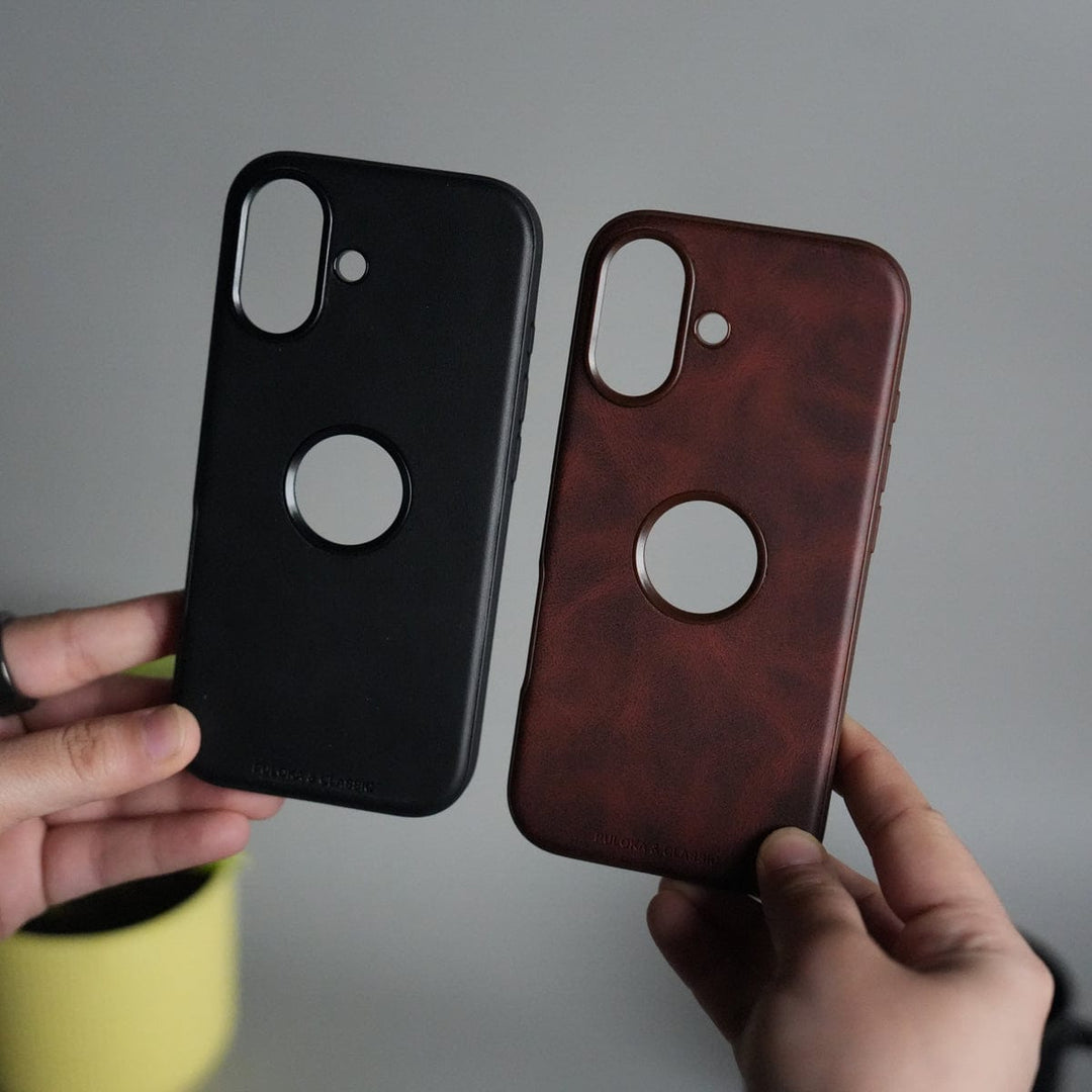 FRATO iPhone 17 Series iPhone 17 PU Leather Logo Cut Plain Case Premium Finish Cover