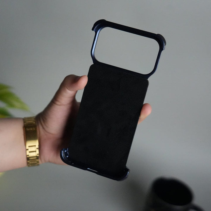 FRATO iPhone 17 Series iPhone 17 Series Carbon Fiber Design Frameless Metal Kickstand Case | Blue frame