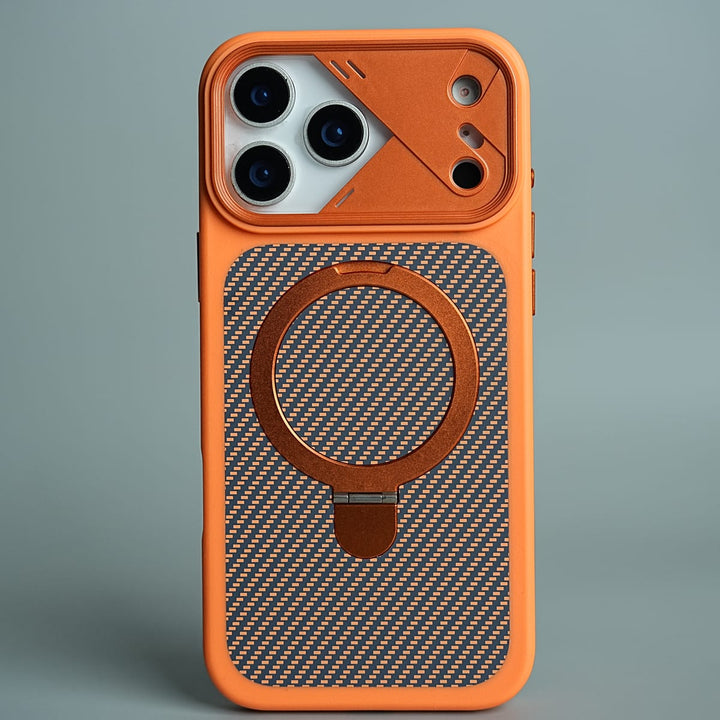 FRATO iPhone 17 Series iPhone 17 Series Carbon Fiber Texture Ring Stand Protective Case Cover