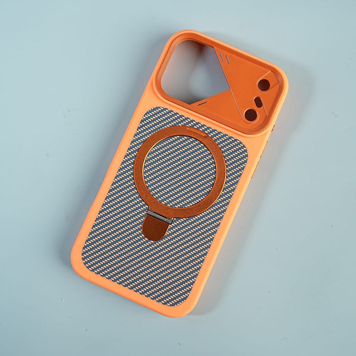 FRATO iPhone 17 Series iPhone 17 Series Carbon Fiber Texture Ring Stand Protective Case Cover
