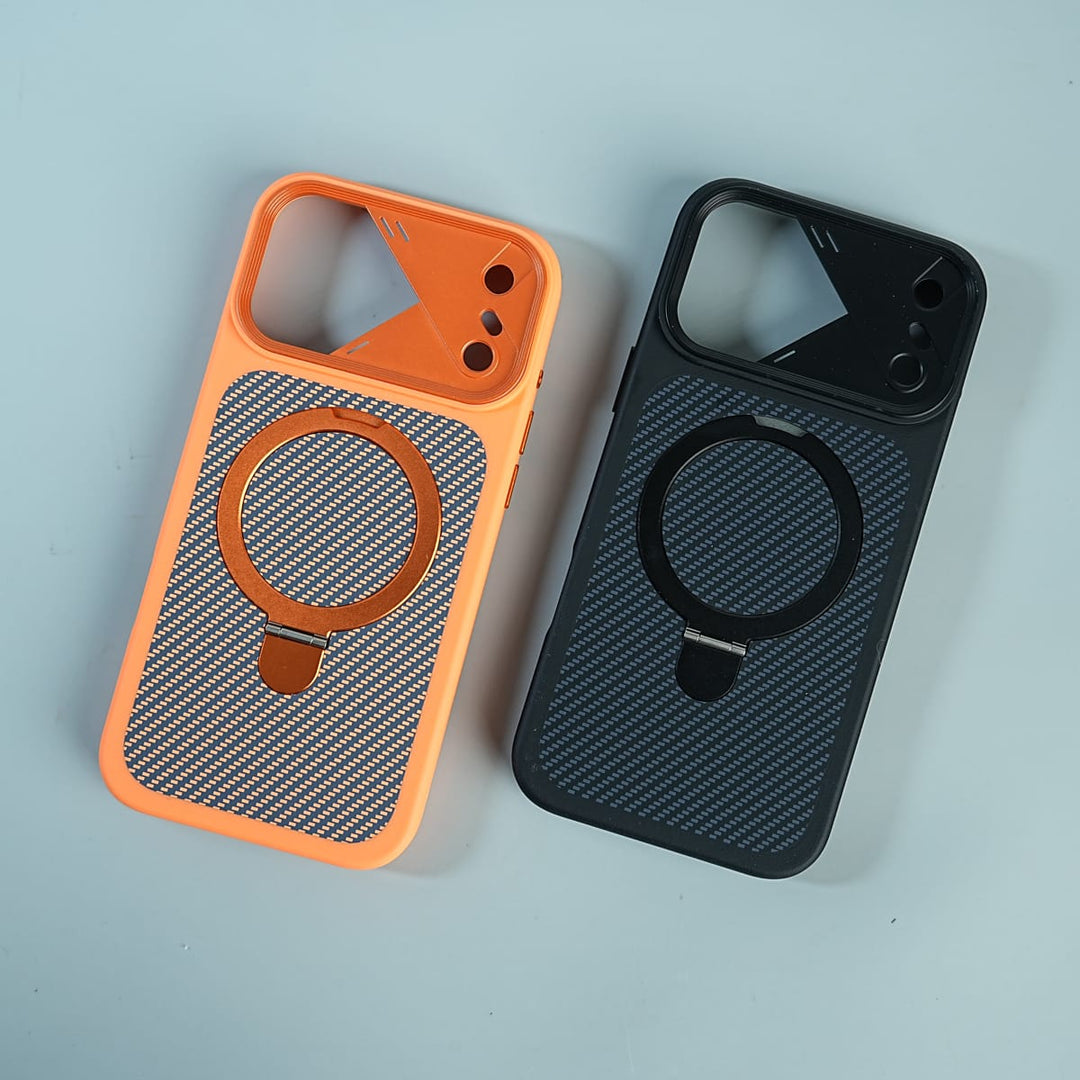 FRATO iPhone 17 Series iPhone 17 Series Carbon Fiber Texture Ring Stand Protective Case Cover