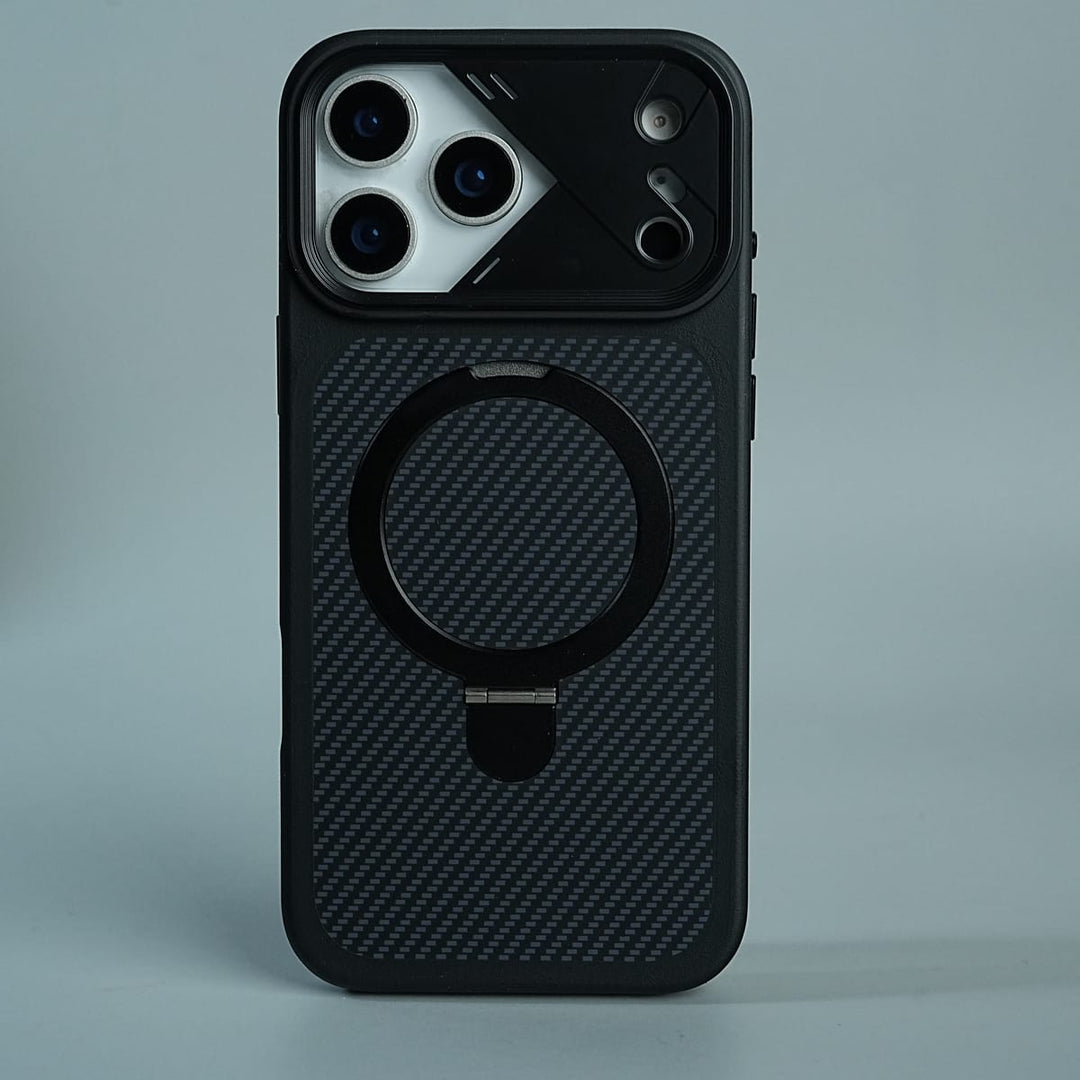 FRATO iPhone 17 Series iPhone 17 Series Carbon Fiber Texture Ring Stand Protective Case Cover