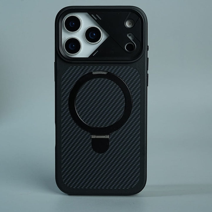 FRATO iPhone 17 Series iPhone 17 Series Carbon Fiber Texture Ring Stand Protective Case Cover