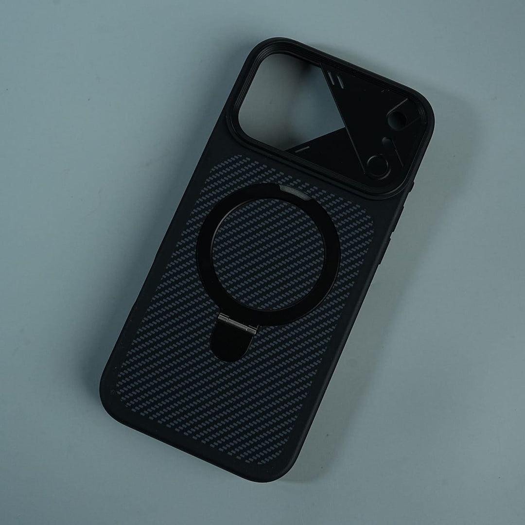 FRATO iPhone 17 Series iPhone 17 Series Carbon Fiber Texture Ring Stand Protective Case Cover