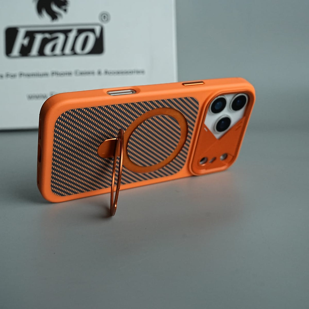 FRATO iPhone 17 Series iPhone 17 Series Carbon Fiber Texture Ring Stand Protective Case Cover