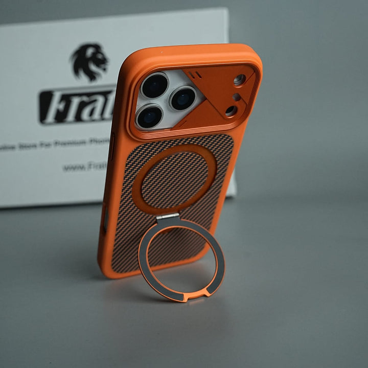 FRATO iPhone 17 Series iPhone 17 Series Carbon Fiber Texture Ring Stand Protective Case Cover