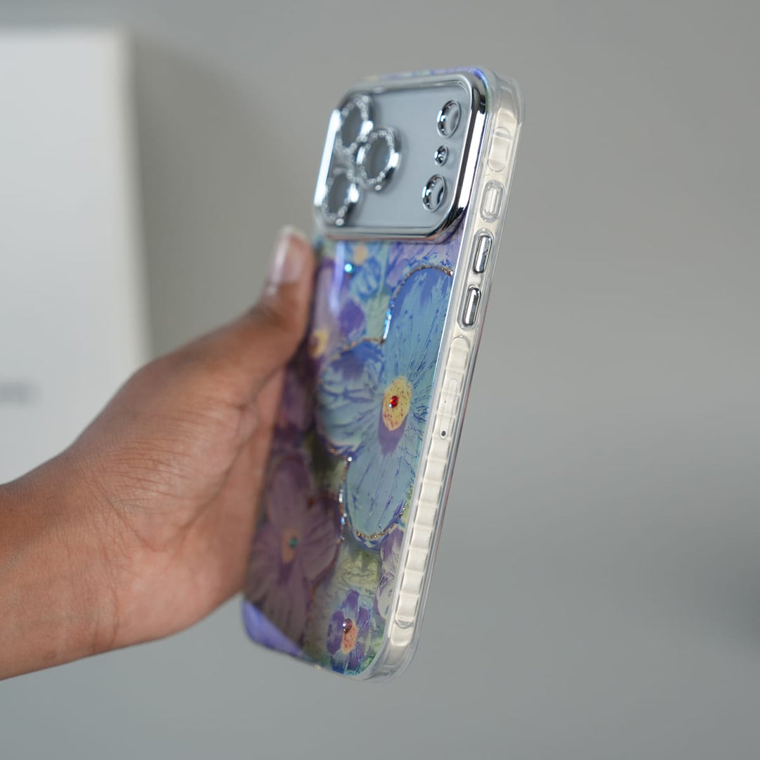 FRATO iPhone 17 Series iPhone 17 Series Luxury 3D Oil Painting Floral Design Glitter Lens Protection Stand Cover