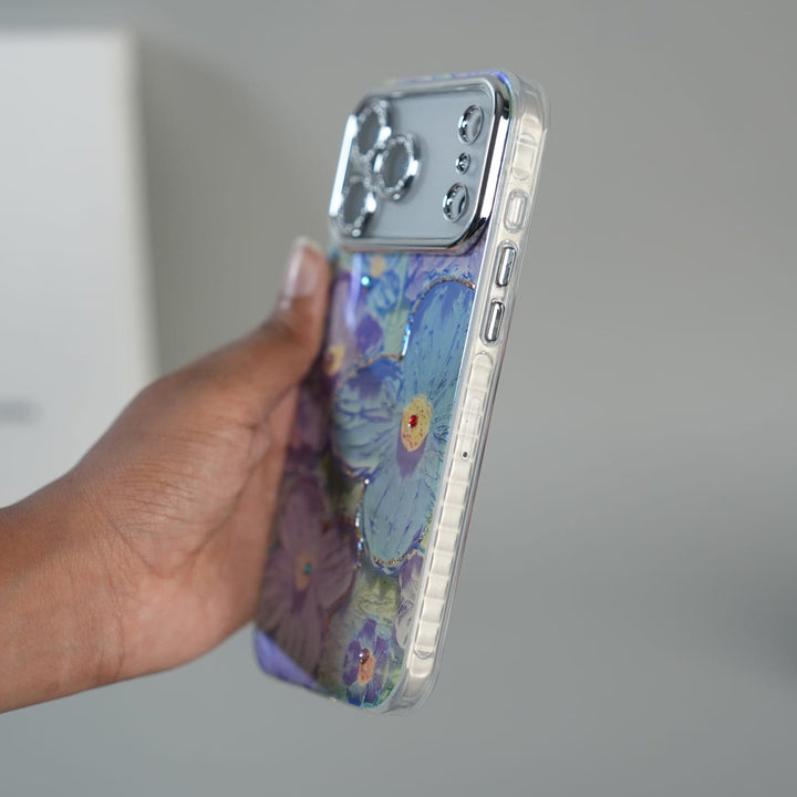 FRATO iPhone 17 Series iPhone 17 Series Luxury 3D Oil Painting Floral Design Glitter Lens Protection Stand Cover