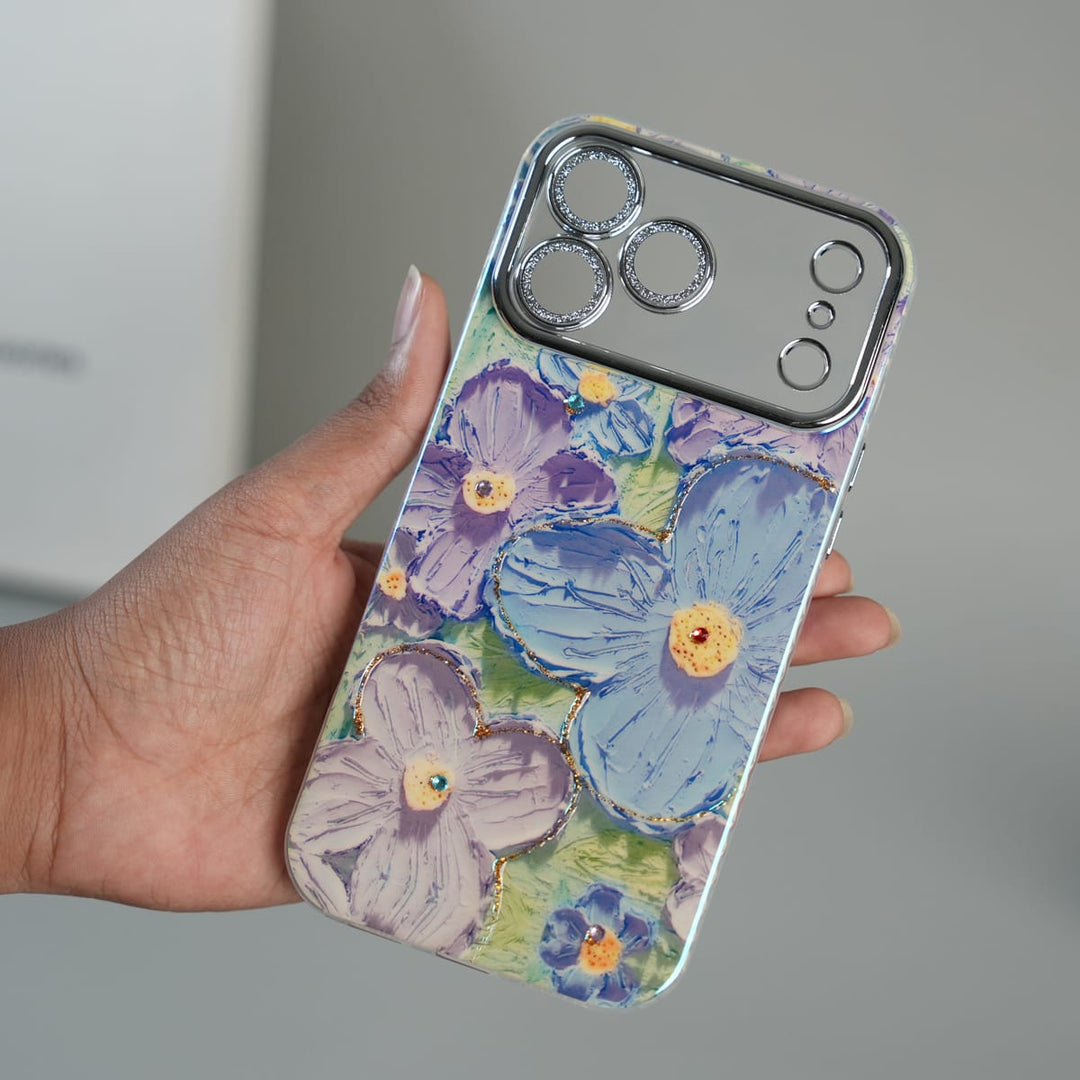 FRATO iPhone 17 Series iPhone 17 Series Luxury 3D Oil Painting Floral Design Glitter Lens Protection Stand Cover