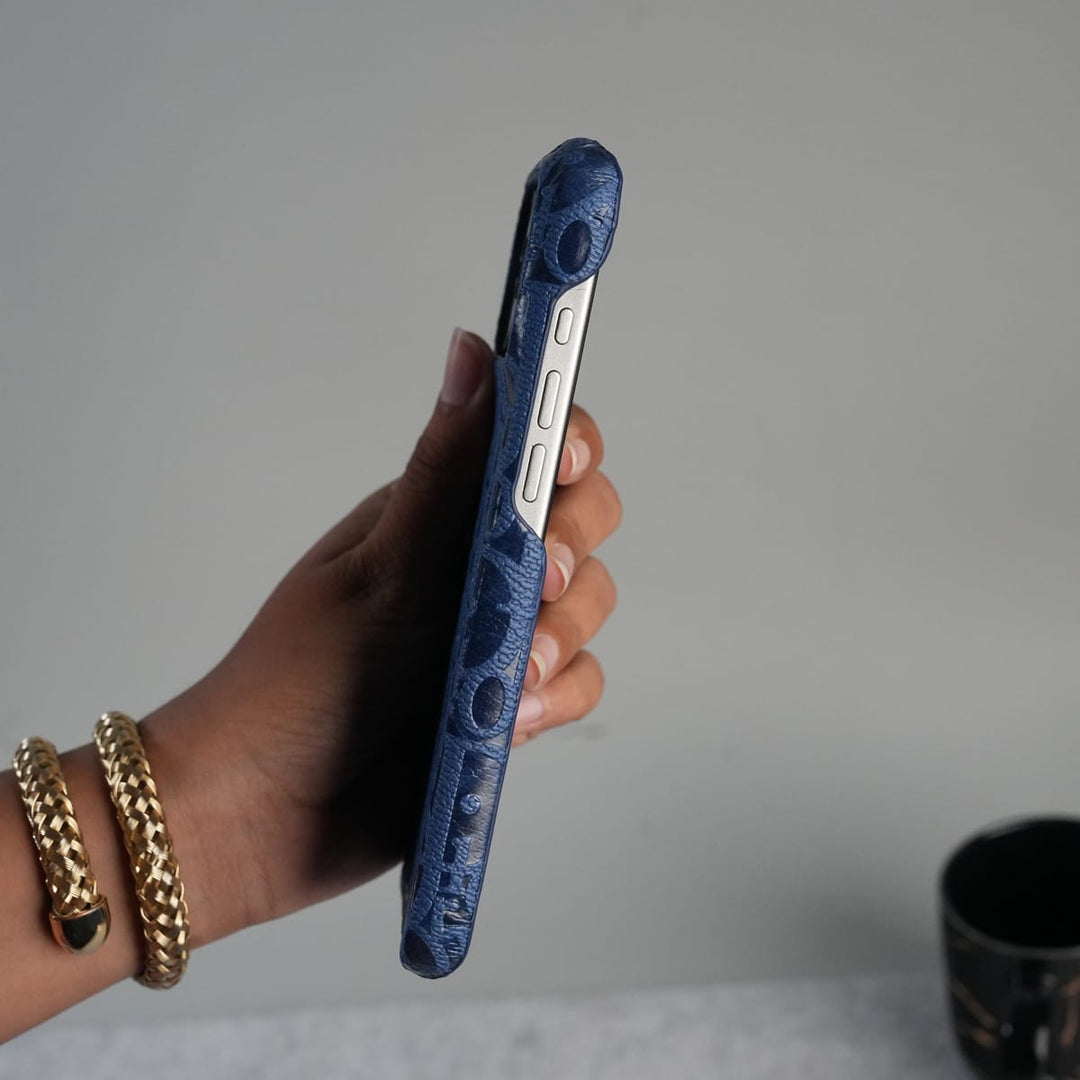FRATO iPhone 17 Series iPhone 17 Series Luxury CD Full PU Leather Designer Case Cover | Blue