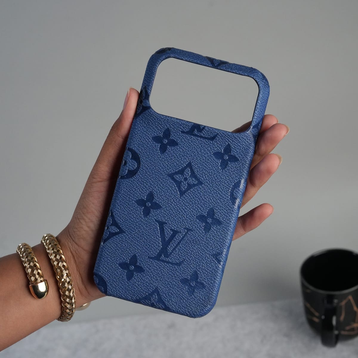 iPhone 17 Series Luxury Full PU Leather Designer Case Cover | Blue – FRATO