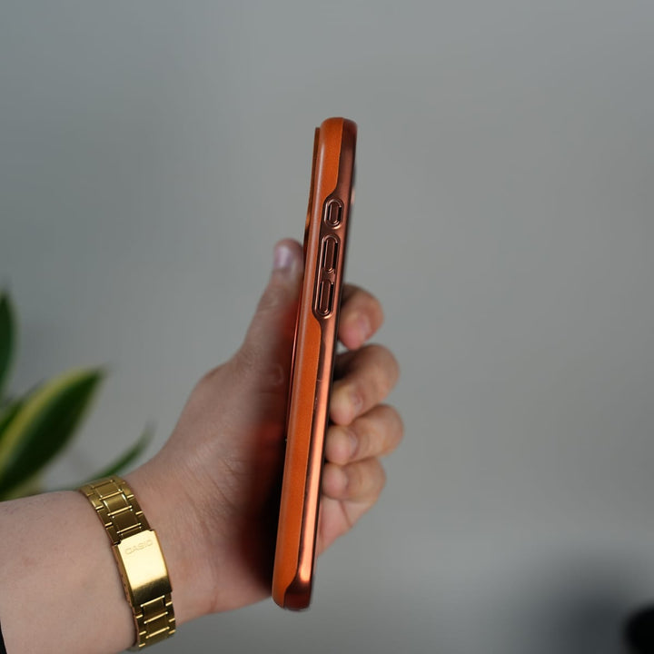 FRATO iPhone 17 Series iPhone 17 Series Luxury Leather Magnetic Ring Case | Metal Camera Frame and Kickstand Cover | Orange