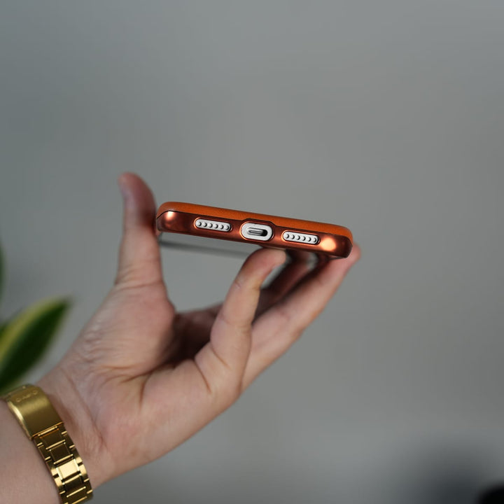 FRATO iPhone 17 Series iPhone 17 Series Luxury Leather Magnetic Ring Case | Metal Camera Frame and Kickstand Cover | Orange
