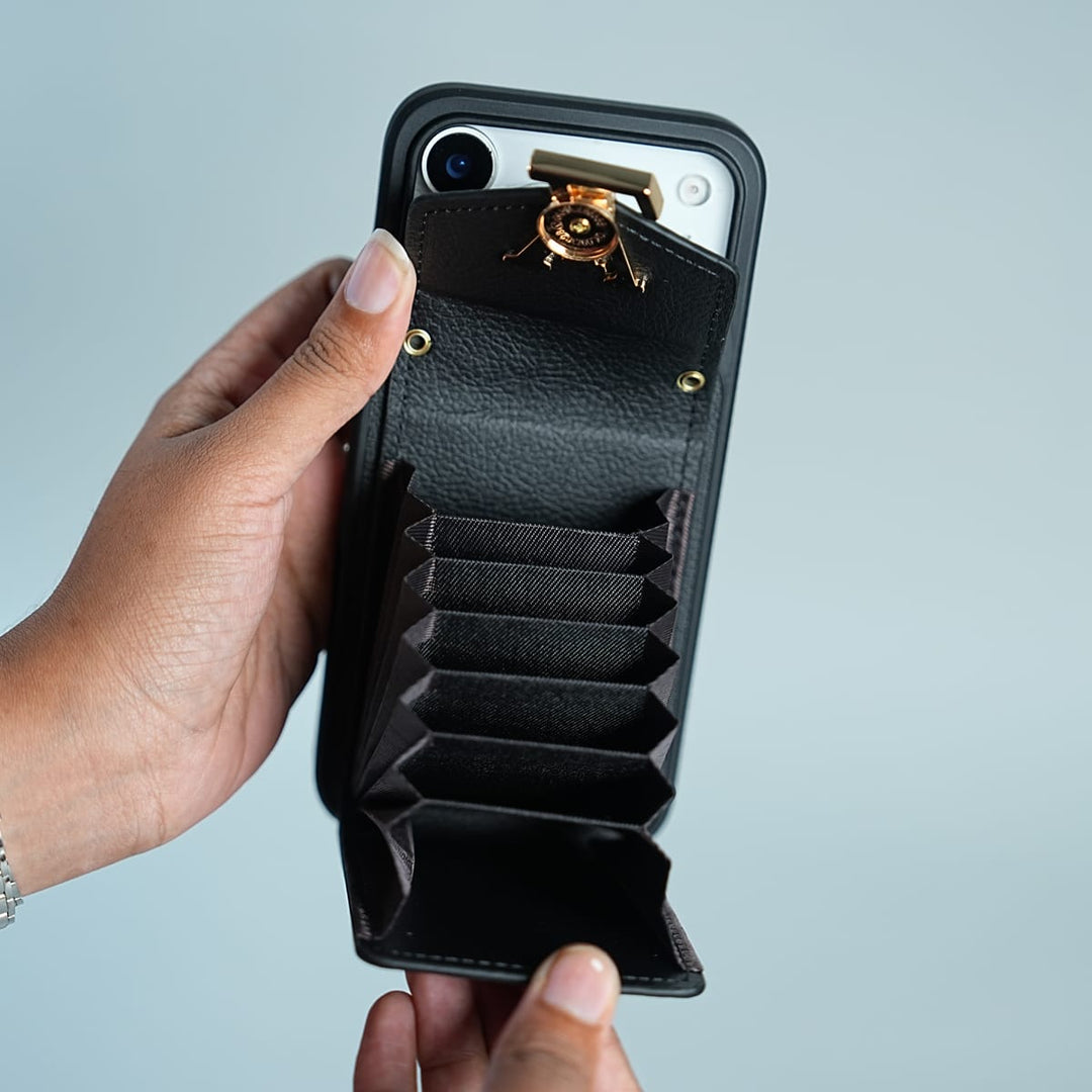 FRATO iPhone 17 Series iPhone 17 Series Luxury Monogram Expandable Card Pocket Case with Detachable Strap