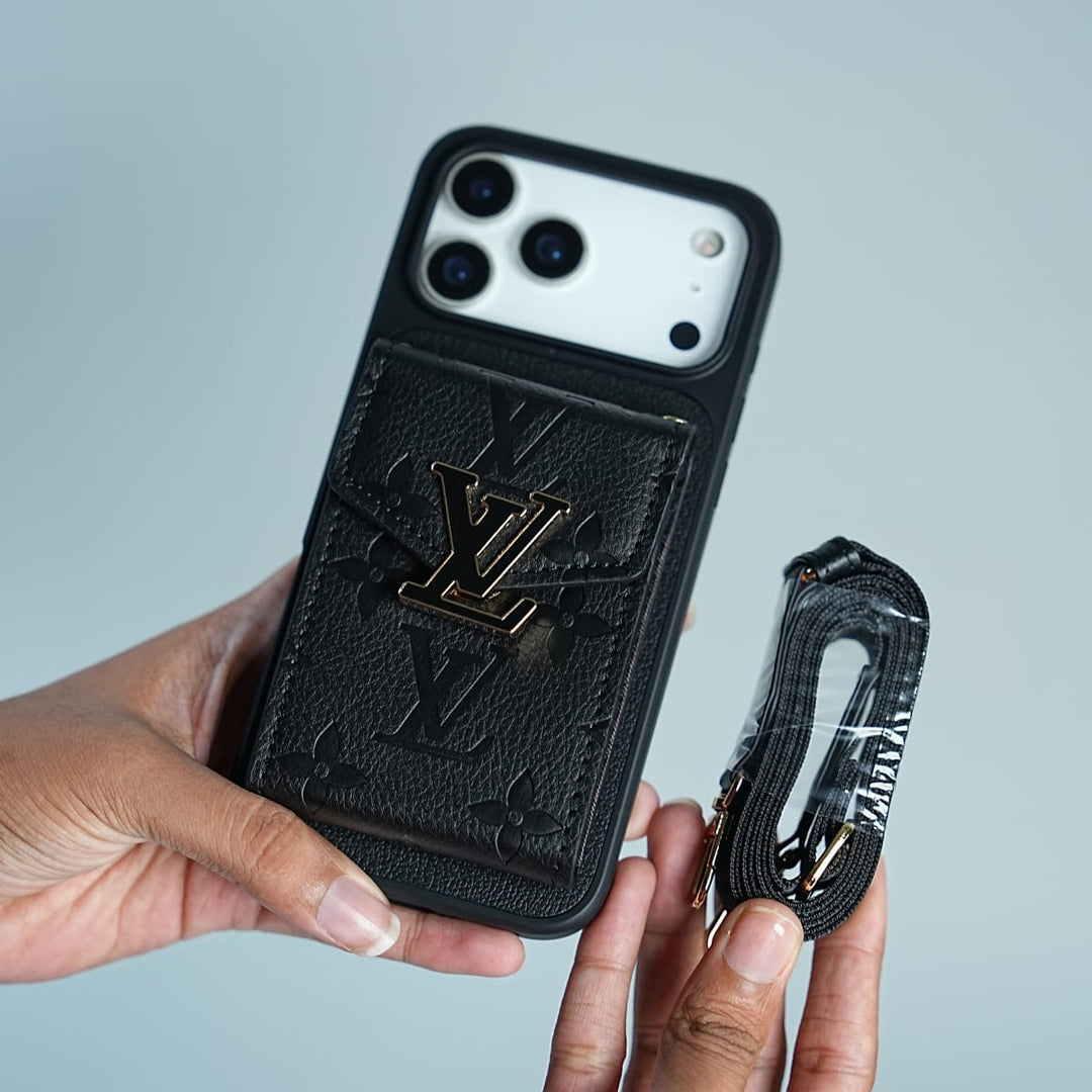 FRATO iPhone 17 Series iPhone 17 Series Luxury Monogram Expandable Card Pocket Case with Detachable Strap