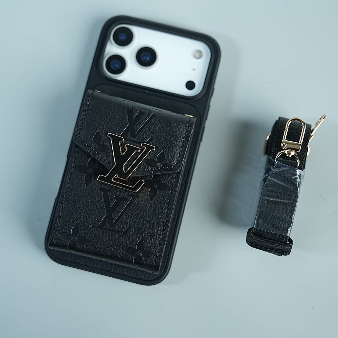 FRATO iPhone 17 Series iPhone 17 Series Luxury Monogram Expandable Card Pocket Case with Detachable Strap