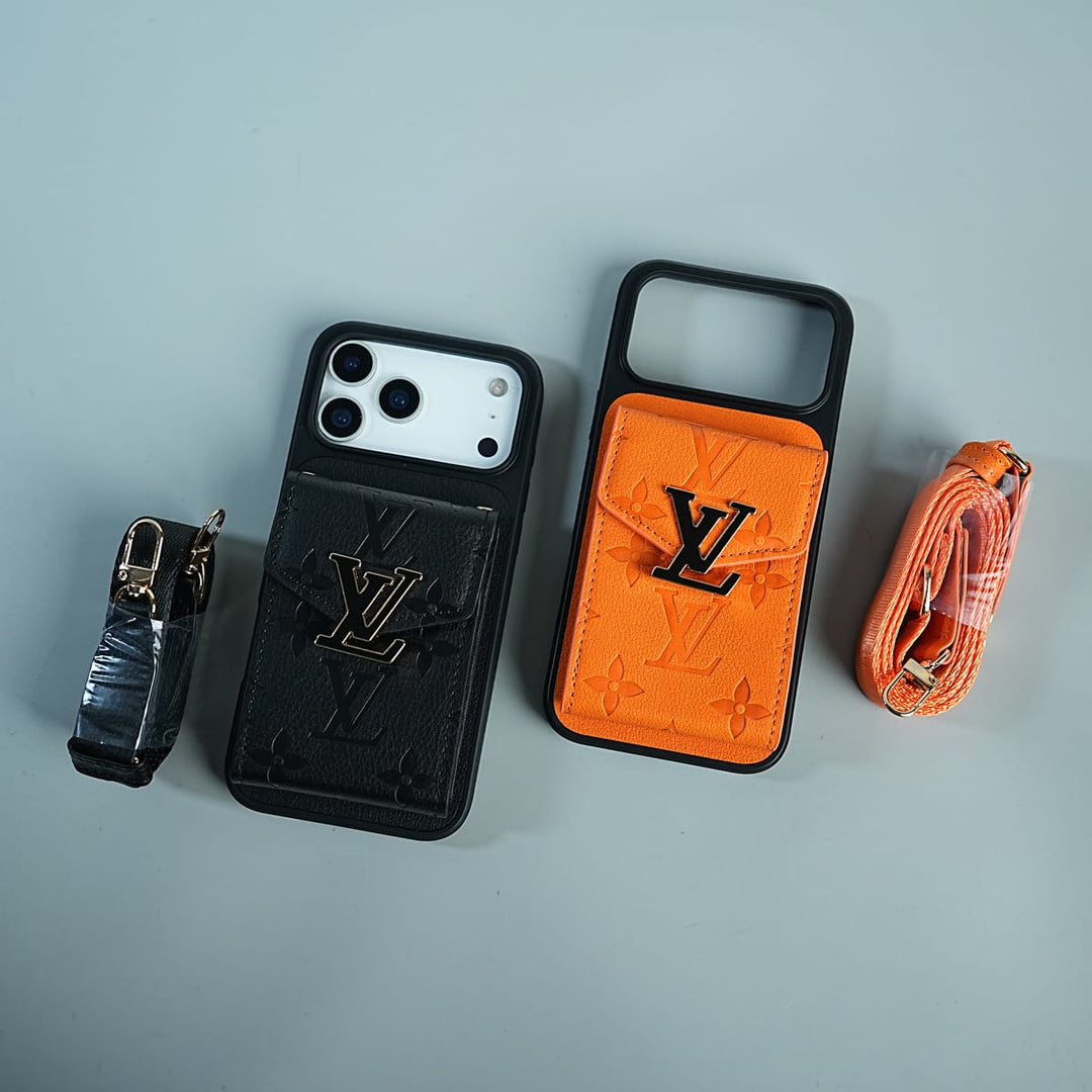 FRATO iPhone 17 Series iPhone 17 Series Luxury Monogram Expandable Card Pocket Case with Detachable Strap