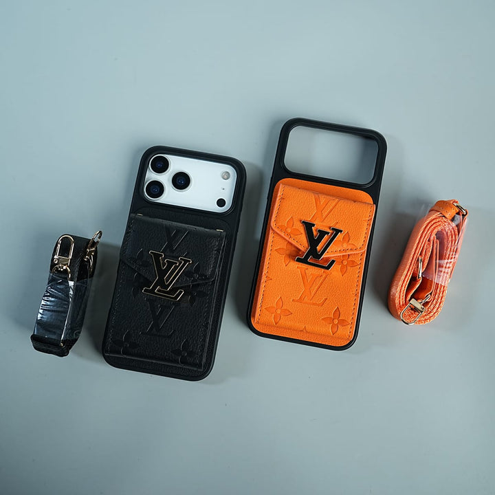 FRATO iPhone 17 Series iPhone 17 Series Luxury Monogram Expandable Card Pocket Case with Detachable Strap