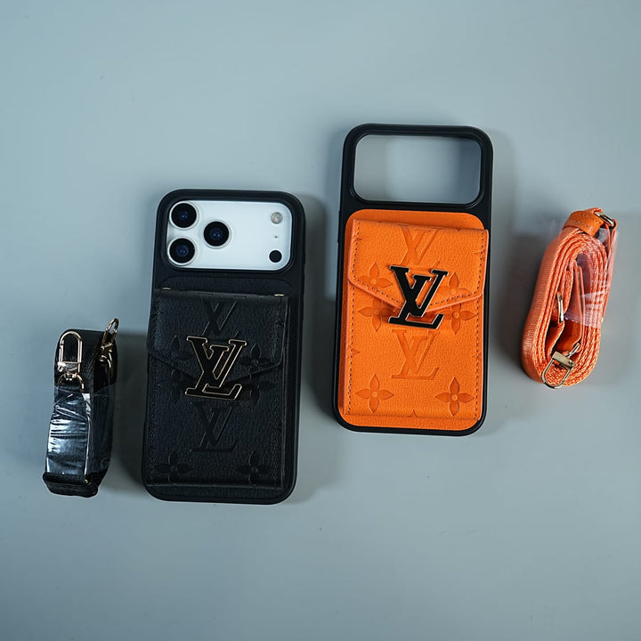 FRATO iPhone 17 Series iPhone 17 Series Luxury Monogram Expandable Card Pocket Case with Detachable Strap