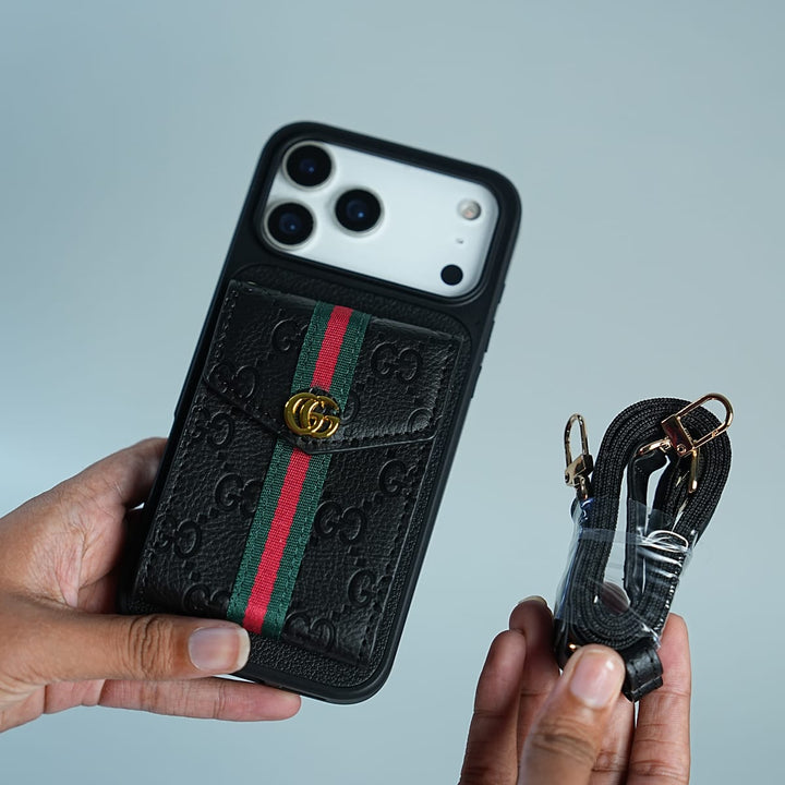 FRATO iPhone 17 Series iPhone 17 Series Luxury Monogram Expandable Card Wallet Case with Detachable Strap