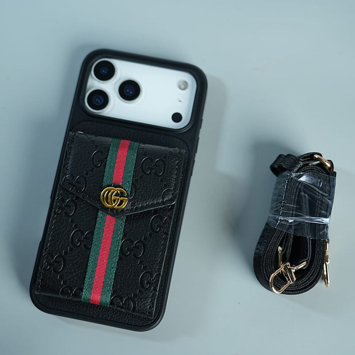 FRATO iPhone 17 Series iPhone 17 Series Luxury Monogram Expandable Card Wallet Case with Detachable Strap