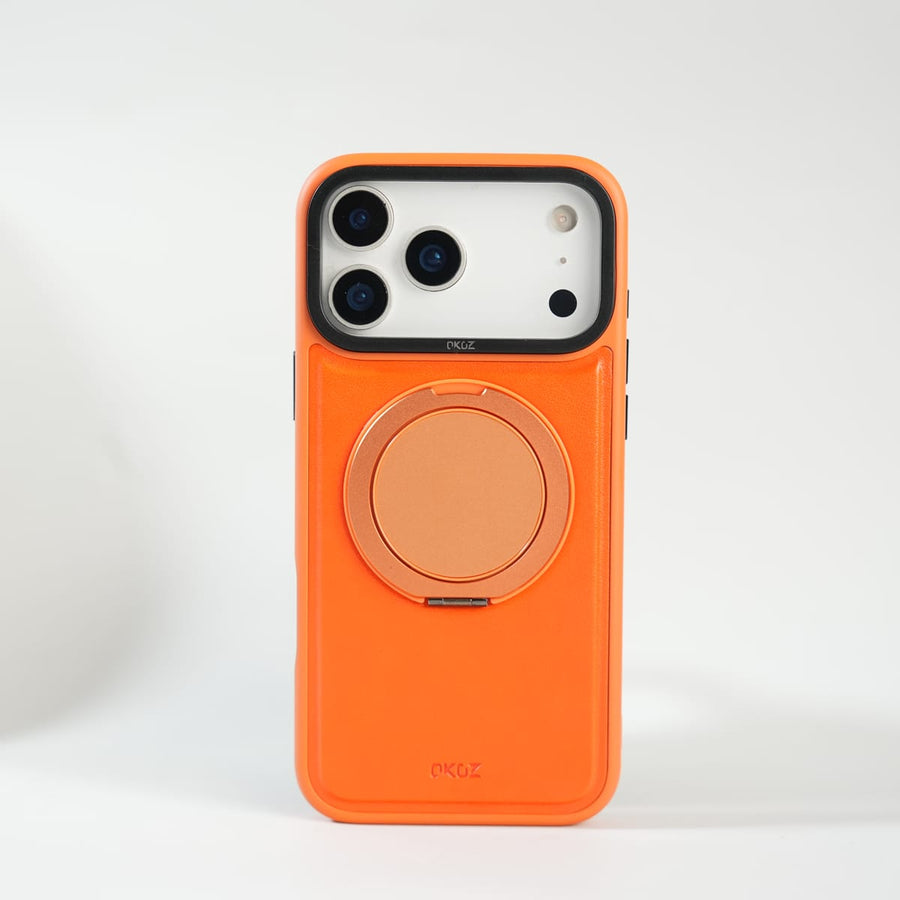 FRATO iPhone 17 Series iPhone 17 Series MagSafe PU Leather Ring Stand Case | 360° Rotating Metal Kickstand